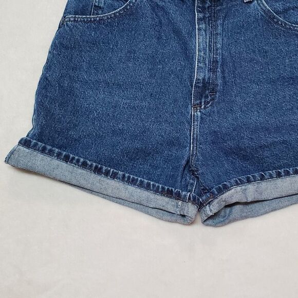 VINTAGE Lee Dark Wash Stone Wash Extra High Rise Loose Fit Cotton Denim Shorts - Picture 6 of 13